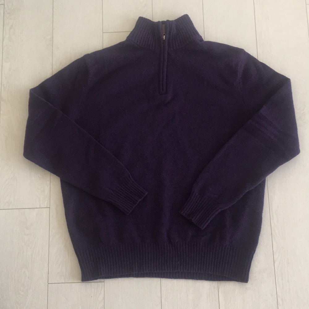 J Crew Lambswool 1/4 ZIP Sweater Purple Sz Large